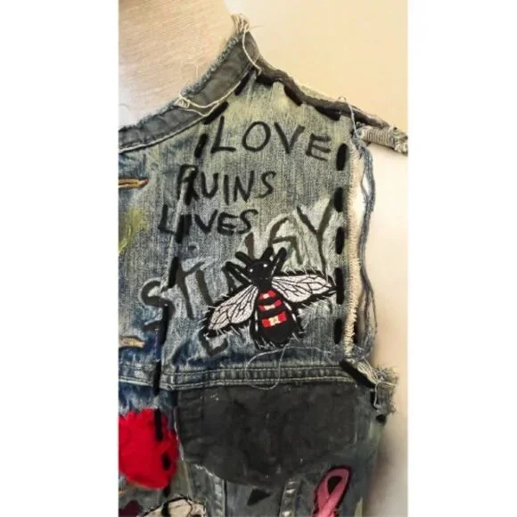 DREAM & DESTROY PUNK ROCK PATCH VINTAGE DENIM VEST M - Picture 5 of 13